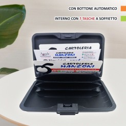 Porta Carte Di Credito E Bancomat Rigido Con Apertura A Soffietto In Plastica 6 Posti Nero 1 2