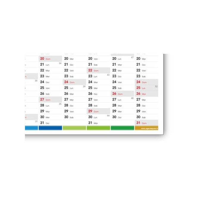 Calendario da muro annuale 365 giorni Multicolor 87x62cm unico foglio 1