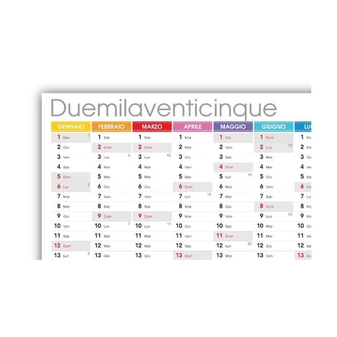 Calendario da muro annuale 365 giorni Multicolor 87x62cm unico foglio 3