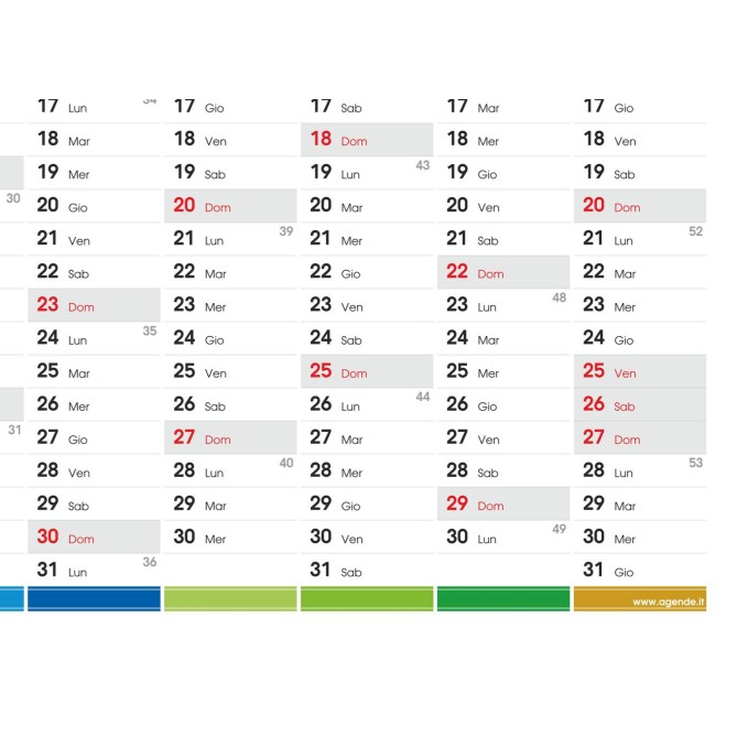 Calendario da muro 2026 annuale ARROTOLATO 365giorni multicolor 87x62cm unico foglio 2
