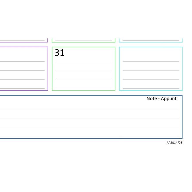 Planning Mensile A4 2026-2027, Agenda Spiralata 21x30cm, 24 Fogli , settimana Colorata 2