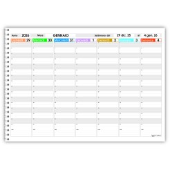 Planning Agenda 2026 Da Tavolo PIXEL ,42x30cm , A3 Spiralato Carta 90 Gr Con Sabato E Domenica Separato 3