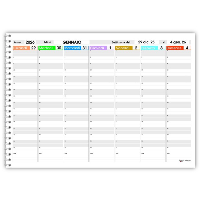 Planning Agenda 2026 Da Tavolo PIXEL ,42x30cm , A3 Spiralato Carta 90 Gr Con Sabato E Domenica Separato 3