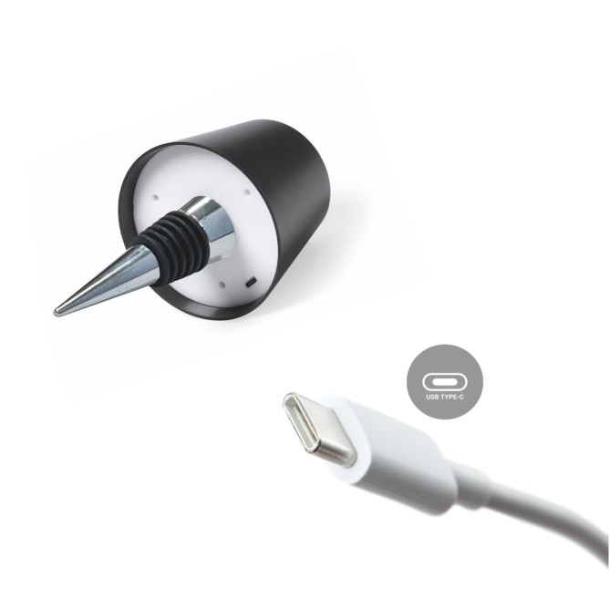 Tappo Per Bottiglie - forma di lampada con illuminazione a LED ricaricabile  cm 13x10,5x10,5 3