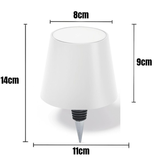 Tappo Per Bottiglie - forma di lampada con illuminazione a LED ricaricabile  cm 13x10,5x10,5 4