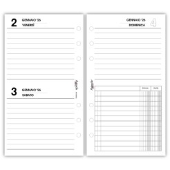Ricambio agenda organizer BI giornaliera a righe 2026 ,9,5x17cm 80gr , 6fori 2 GIORNI PER PAGINA 3 2