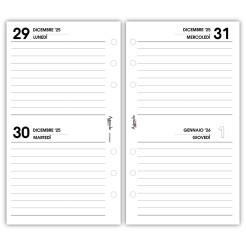 Ricambio agenda organizer BI giornaliera a righe 2026 ,9,5x17cm 80gr , 6fori 2 GIORNI PER PAGINA 3