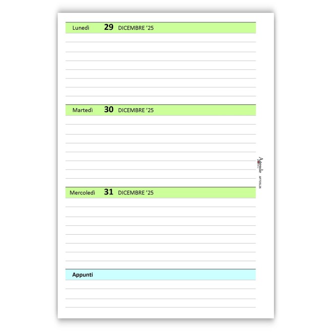 Agenda settimanale 2026 GREEN spiralata plastificata 15x21cm A5 verde 5