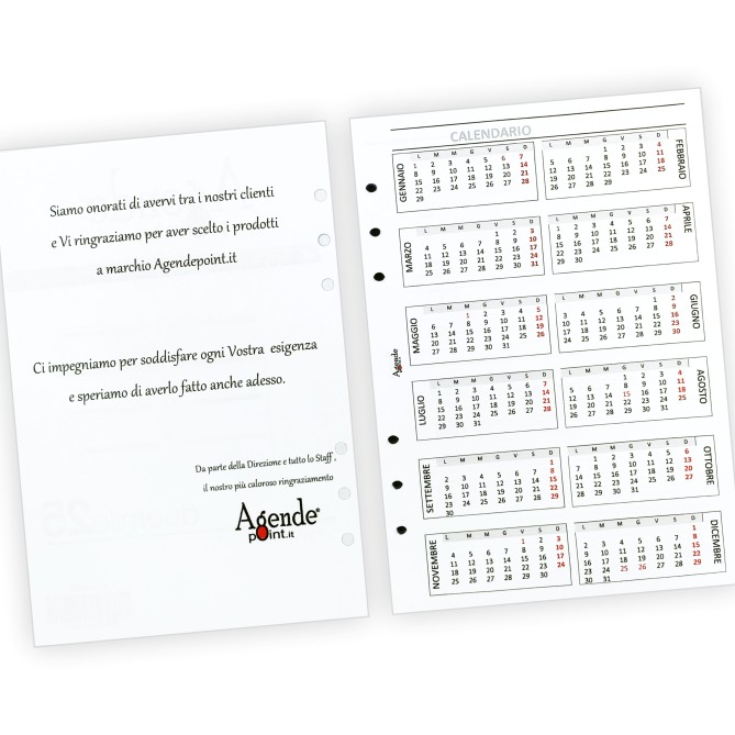 Ricambio Agenda Settimanale Bilingue Italiano/Inglese 2026, Formato A5 15x21 cm, 6 Fori, Carta 90g FSC 8