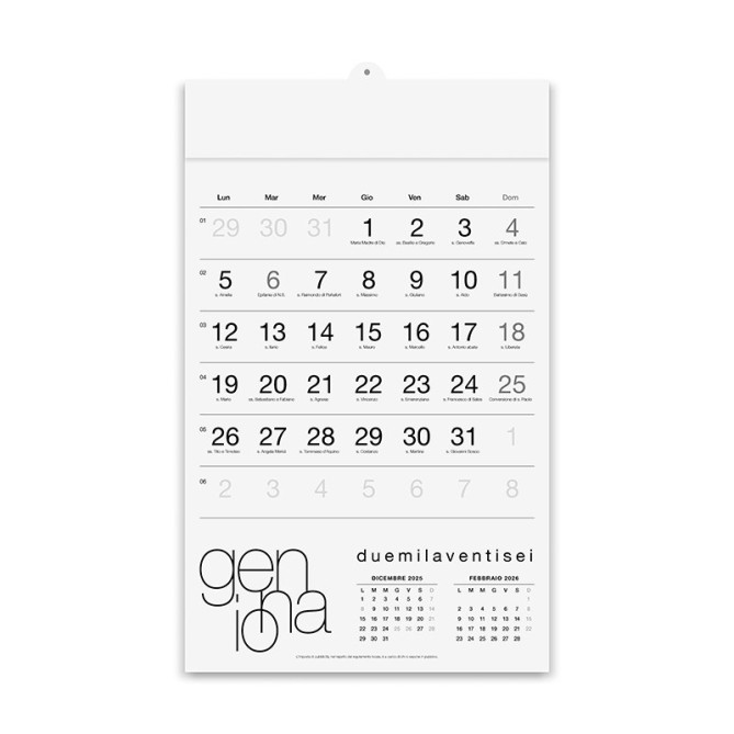 Calendario da muro 2 pz - 2026 Olandese WHITE - 31x49,5 cm 1