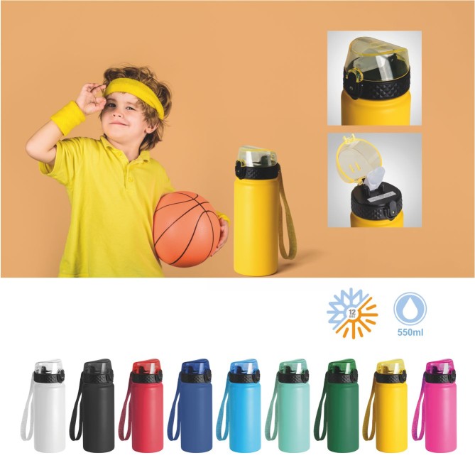 Borraccia Termica In acciaio da 550ml - Satinata con beccuccio Per La Scuola Sport Hobby E Lavoro 9
