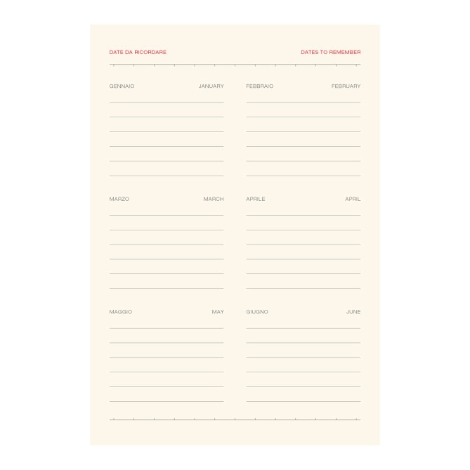 Ricambio agenda giornaliero NON DATATO a righe carta AVORIO cm 15x21 (A5) - cartonato con varie pagine note appunti 8