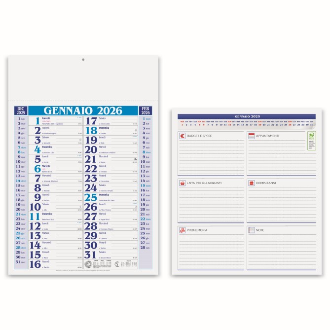 Set calendario da muro olandense 2026 BLU + 1da tavolo + 1 tascabile 3