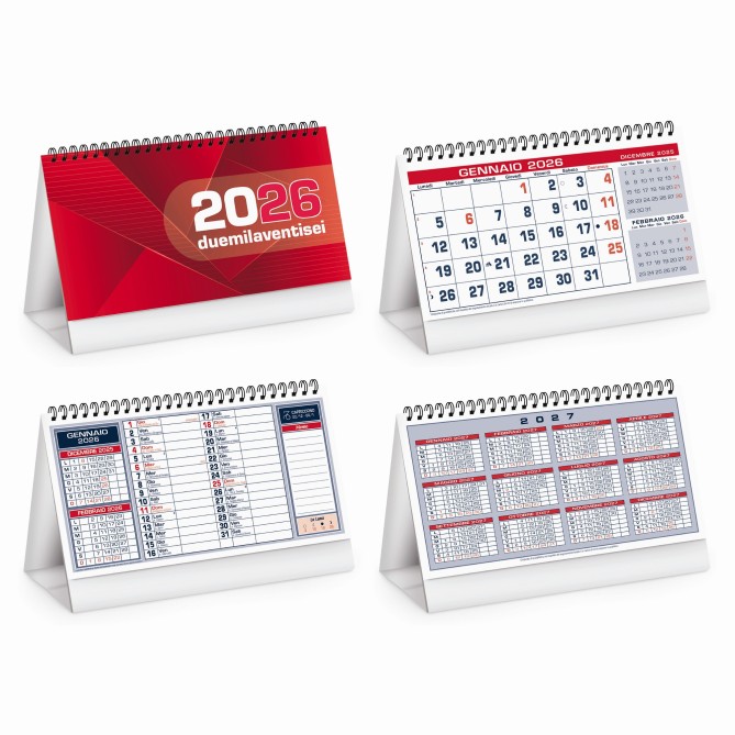 Set calendario da muro olandense 2026 ROSSO + 1da tavolo + 1 tascabile 4