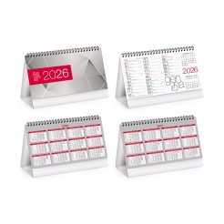 Calendario Da Tavolo 2026 Spiralato 19x14cm Triangolare Modern 2 Grigio Rosso 1