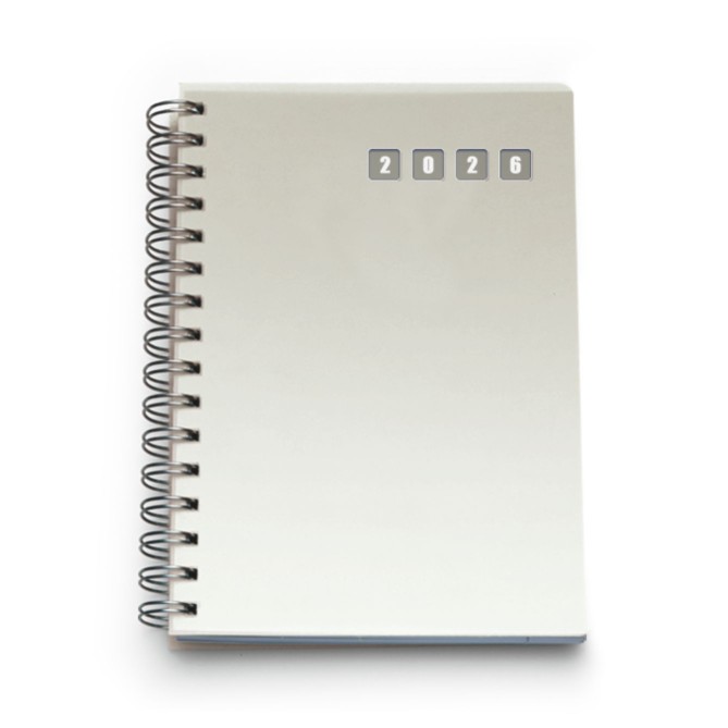 Agenda giornaliera 2026 spiralata polipropilene 15x21cm A5 BIANCA 2
