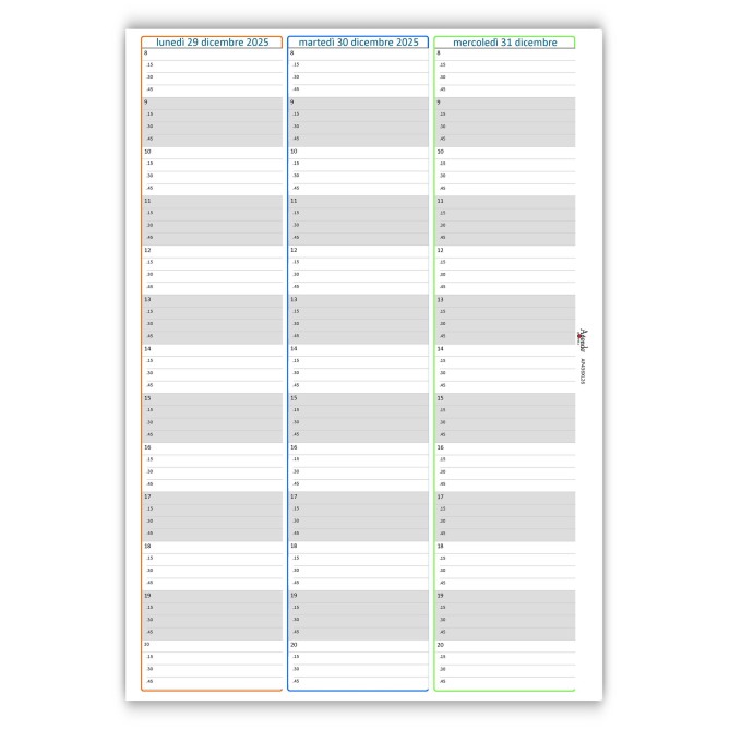 Agenda Settimanale Spiralata 2026, A4 21x30 cm, Copertina Morbida Plastificata, Oraria 15 Min,dal lunedì al sabato 5