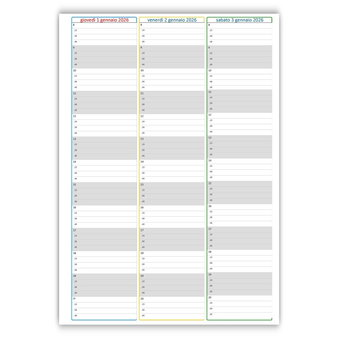 Agenda Settimanale Spiralata 2026, A4 21x30 cm, Copertina Morbida Plastificata, Oraria 15 Min,dal lunedì al sabato 6