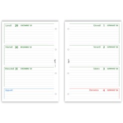 Ricambio agenda organizer settimanale 2026 , 21x30cm A4, GREEN   90gr 4fori 3
