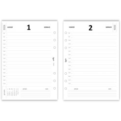 Ricambio Agenda Giornaliera 2026 15x21cm A5 Organizer Bianco Forata 6 Fori 1