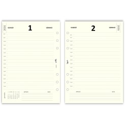 Ricambio Agenda Giornaliera 2026 15x21cm A5 Organizer Avorio Forata 6 Fori 1