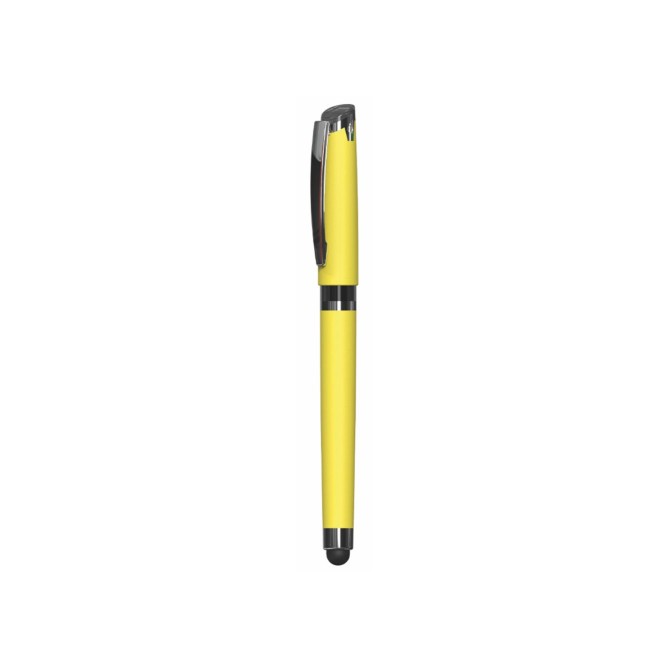 Penna roller in plastica 2 PZ - con finitura soft touch e cappuccio  - cm 14 3