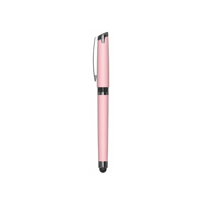 Penna roller in plastica 2 PZ - con finitura soft touch e cappuccio  - cm 14 5