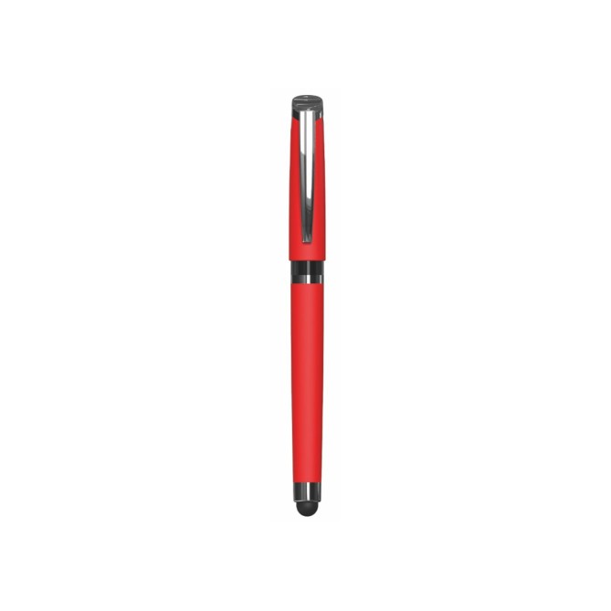 Penna roller in plastica 2 PZ - con finitura soft touch e cappuccio  - cm 14 6