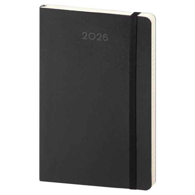 Agenda Settimanale 2026, 9x14 cm, Copertina Flessibile Nera, 150 Pagine, Interno Avorio con Tasca e Adesivi 3
