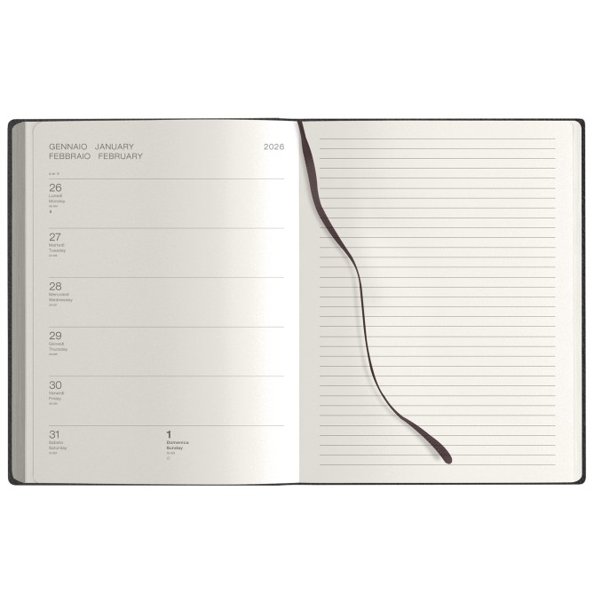 Agenda Settimanale 2026, 17x24 cm, Copertina Flessibile Nera, 150 Pagine, Interno Avorio con Tasca e Adesivi 3