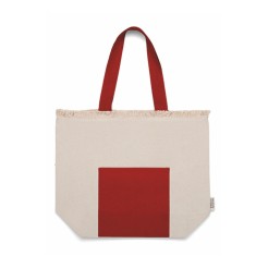 Borsa in cotone riciclato bicolore con tasca frontale - cm 36x46x15 1