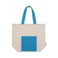 Borsa in cotone riciclato bicolore con tasca frontale - cm 36x46x15 3