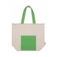 Borsa in cotone riciclato bicolore con tasca frontale - cm 36x46x15 4
