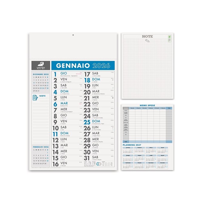 Calendario da muro 2026 olandese note sul retro mensile 12mesi vari colori 30x47cm microperforato 2pz 1