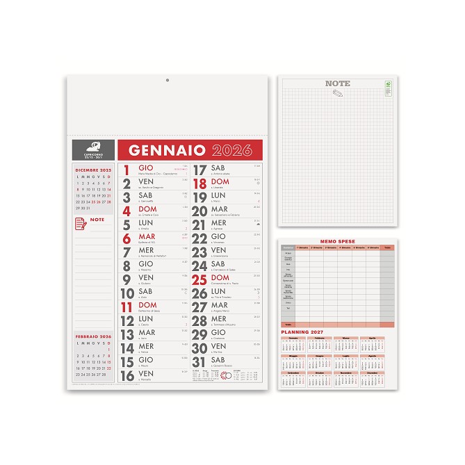 Calendario da muro 2026 olandese note sul retro mensile 12mesi vari colori 30x47cm microperforato 2pz 2