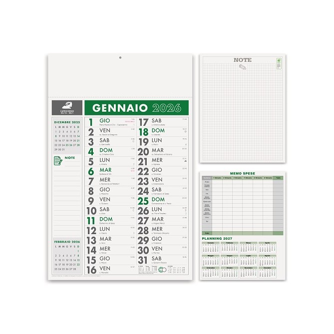 Calendario da muro 2026 olandese note sul retro mensile 12mesi vari colori 30x47cm microperforato 2pz 3