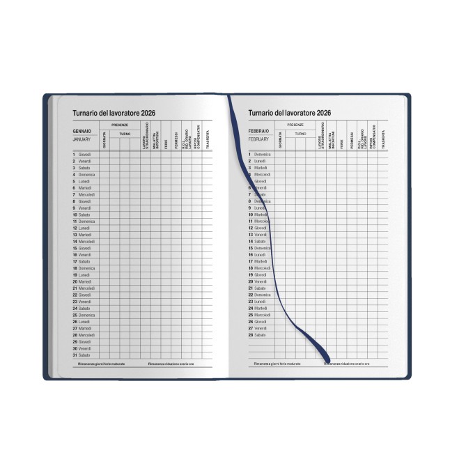 Agenda tascabile 2026 settimanale cm 9x14 con elastico 4