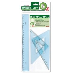 Set squadre per MANCINI - 2 squadre 45°/20 cm - 60°/20 cm - 1 riga 30 cm 1