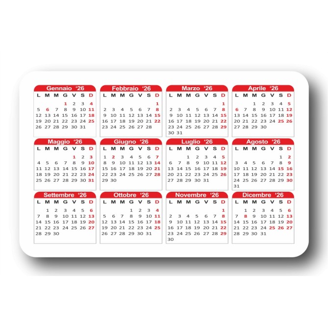 CalenCard Agendepoint 2026, Calendario Tascabile Plastificato, 10 Pezzi, Formato Carta di Credito 8,6x5,4cm 3