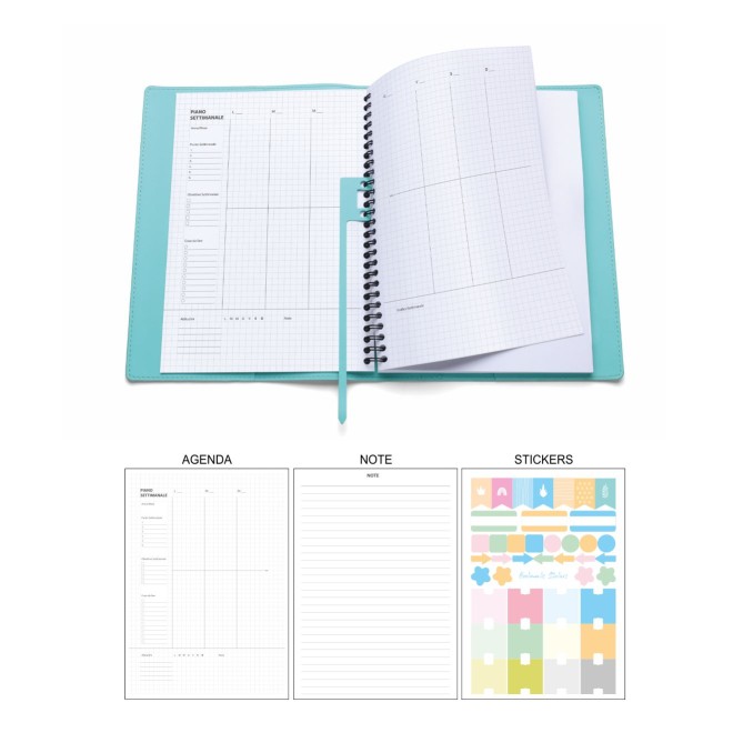 Agenda settimanale GAIRO perpetua spiralata più notes - in carta riciclata cm 16,5x23,5x2 6