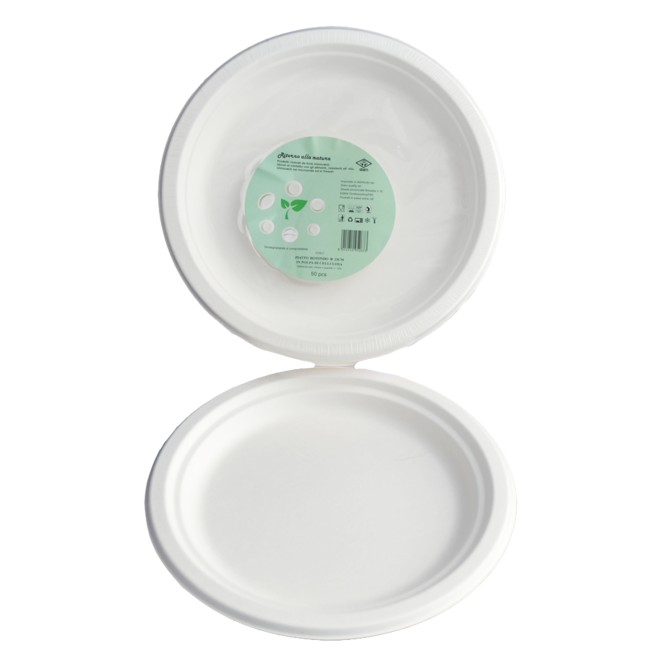Piatti rotondi biodegradabili da 50 pz - diametro 18 cm - in polpa di cellulosa 1