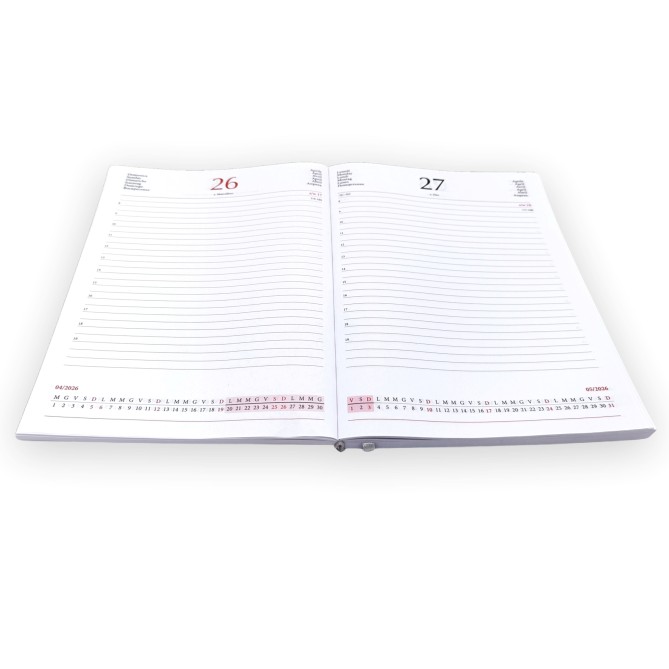 Ricambio Agenda Giornaliera 2026, 17x24cm, Sabato e Domenica Separati, Multilingua, Bianco 8