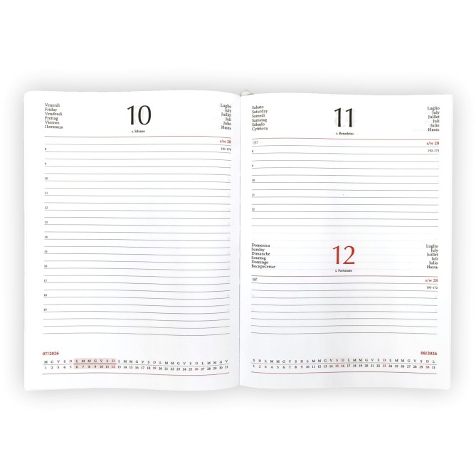 Ricambio Agenda Giornaliera A5 2026, 15x21 cm, Multilingue, Ricambio Blocco Fisso, Bianco 1