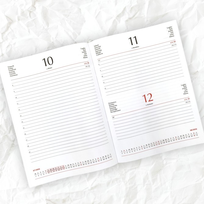 Ricambio Agenda Giornaliera A5 2026, 15x21 cm, Multilingue, Ricambio Blocco Fisso, Bianco 3