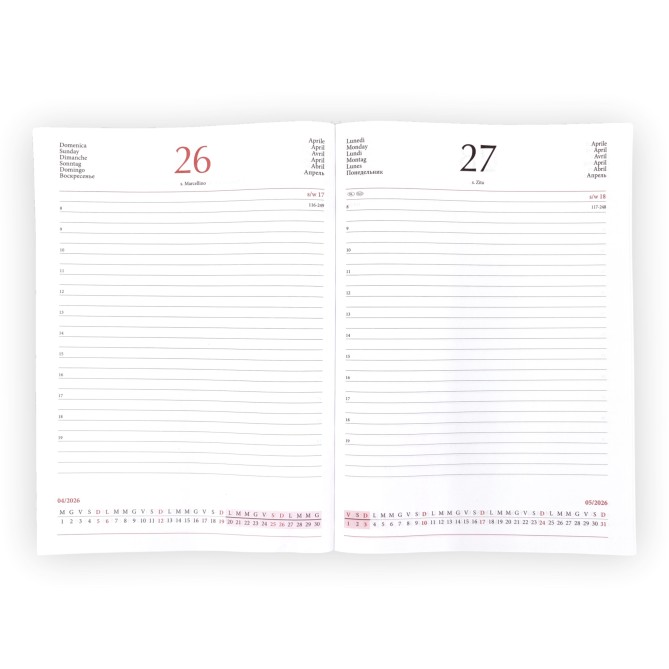Ricambio Agenda Giornaliera A5 2026, Ricambio con Sabato e Domenica Separati, 15x21cm, Bianco 1