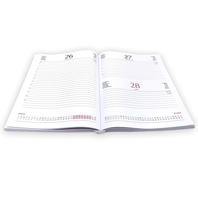 Ricambio Agenda Giornaliera 2026, 17x24 cm, Multilingua, Blocco Fisso, Bianco 3