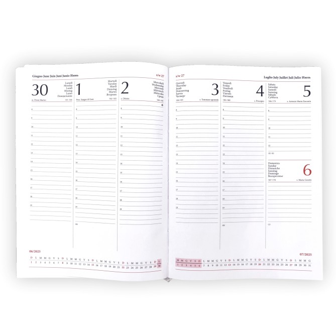 Ricambio Agenda Settimanale 2026, 17x24 cm, Multilingua, Cartoncino Bianco 1