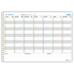 Agenda Settimanale A3 2026, Planner Spiralato , 30x42cm, Pianificazione Oraria 15 Minuti, 55 Fogli, Visione Completa 7 Giorni 4