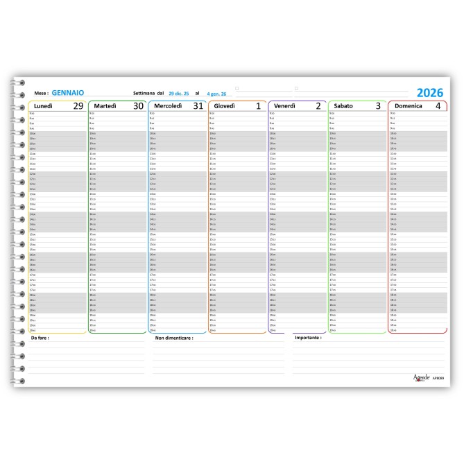 Agenda Settimanale A3 2026, Planner Spiralato , 30x42cm, Pianificazione Oraria 15 Minuti, 55 Fogli, Visione Completa 7 Giorni 4