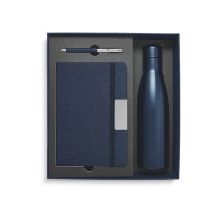 Set regalo con Borraccia termica in Acciaio - Taccuino - Penna - Blu 1